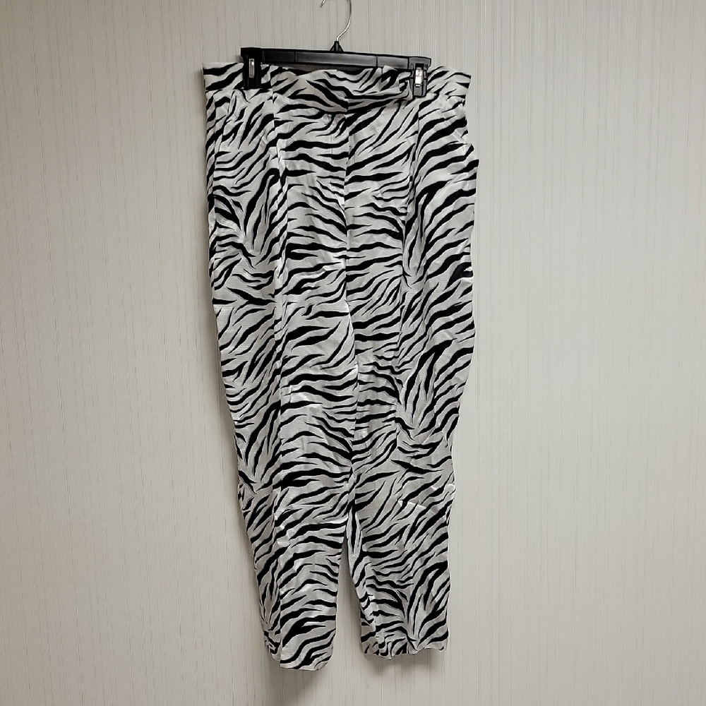 IPEKYOL Zebra Print Satin Pants Sz 14 Indie Sleeze New Mobwife monochrome